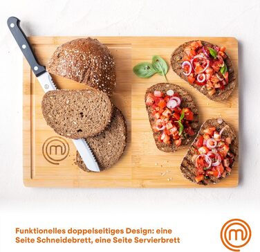 Дерев'яна обробна дошка MasterChef з жолобком для соку, натуральна, екологічна, 39x27x3 см, надміцна, деревне забарвлення, для кухні