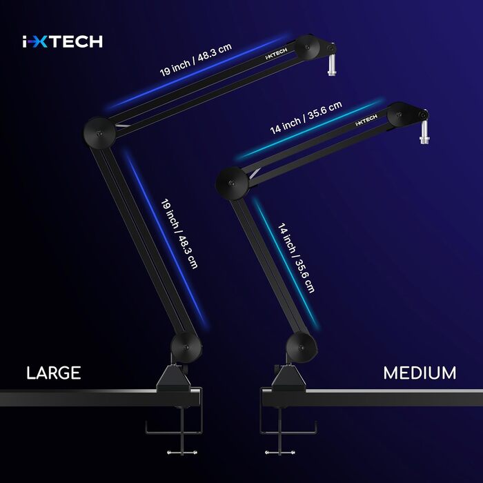 Стійка для мікрофона IXTECH MI06 Heavy Duty: кріплення на стіл для стрімінгу, геймінгу, подкастів з кабелями (Large)