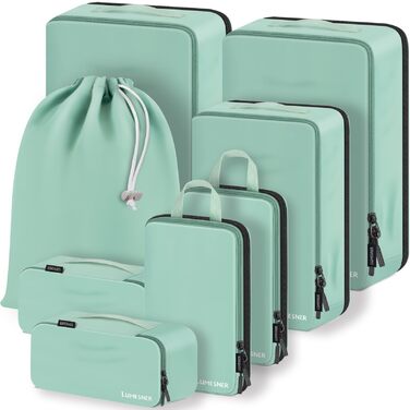 Набір органайзерів для валізи Packing Cubes, дорожні сумки-пакувальники з косметичкою, 8 предметів, зелений