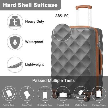 Жорсткий валізу для ручної поклажі British Traveller 54x36,5x21,5 см, ABS+PC, із TSA-замком, сірий, розмір M