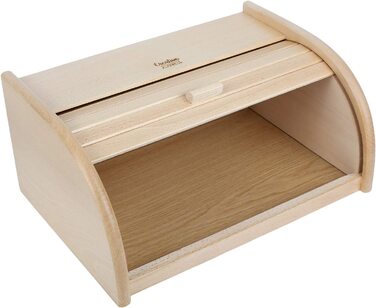 Дерев'яний хлібниця з роликовою кришкою Creative Home, 38x28,5x17,5 см, натуральна, для хліба, булочок та випічки, стильна хлібна скриня для кухні