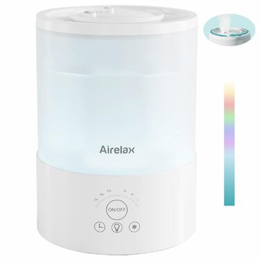 Зволожувач повітря Airelax 2.5л, Ультразвуковий, Зволожувач для спальні з подвійним розпиленням 360°, Тихий (23дБ), Аромадифузор з режимом сну, Автовимкнення