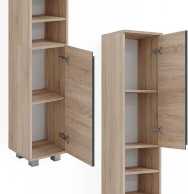 Шафа для ванної Vicco J-Shape, дуб сонома/антрацит, 30x190 см