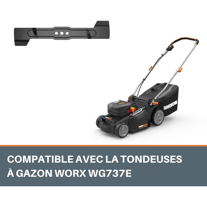 WORX WG737E акумуляторний газонокосарка Nitro 40V (2x20V) з безщітковим мотором - ширина зрізу 37 см, 6 рівнів висоти (20-70 мм), 40л травозбірник, 2x4Ah акумулятори та подвійний зарядний пристрій (запасний ніж 51 см)