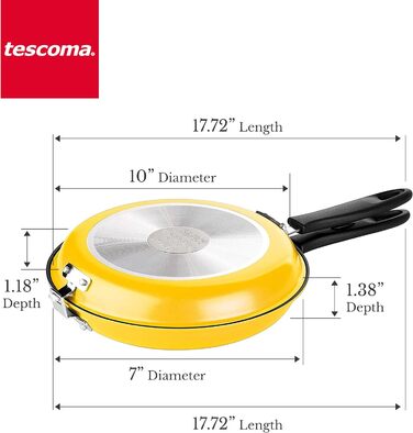Сковорода Tescoma PRESTO 2-в-1 з антипригарним покриттям, 26 см, для омлетів та млинців, підходить для посудомийної машини