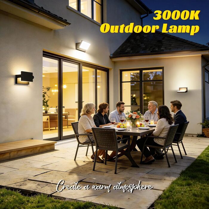 Стіна LED-ліхтар ledmo 60W чорний, 3000K, 5000LM, поворотна панель 360°, водонепроникна IP65 для вулиці та приміщень