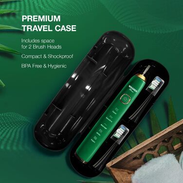 Звукова зубна щітка Wagner Stern Die Emerald Green Edition з відбілюванням, 5 режимів, 8 насадок, дорожня сумка