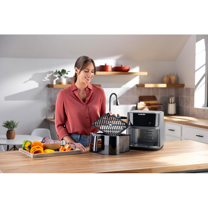 Аерофритюрниця nutribullet Crisplite NBA0611DG, 6л, 1700Вт, сенсорне керування, 6 програм, без PFAS, чорна матова