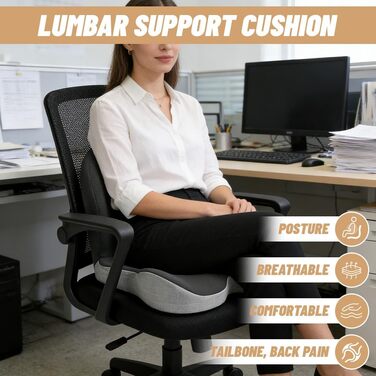 Ортопедична подушка на сидіння зі спинкою з ефектом пам'яті (Memory Foam) для попереку та копчика, під supports для офісного крісла та авто