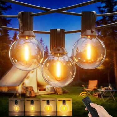 Гірлянда вулична LED Yuusei 60м з димером, IP45, 82 лампи G40 для саду, тераси, вечірки
