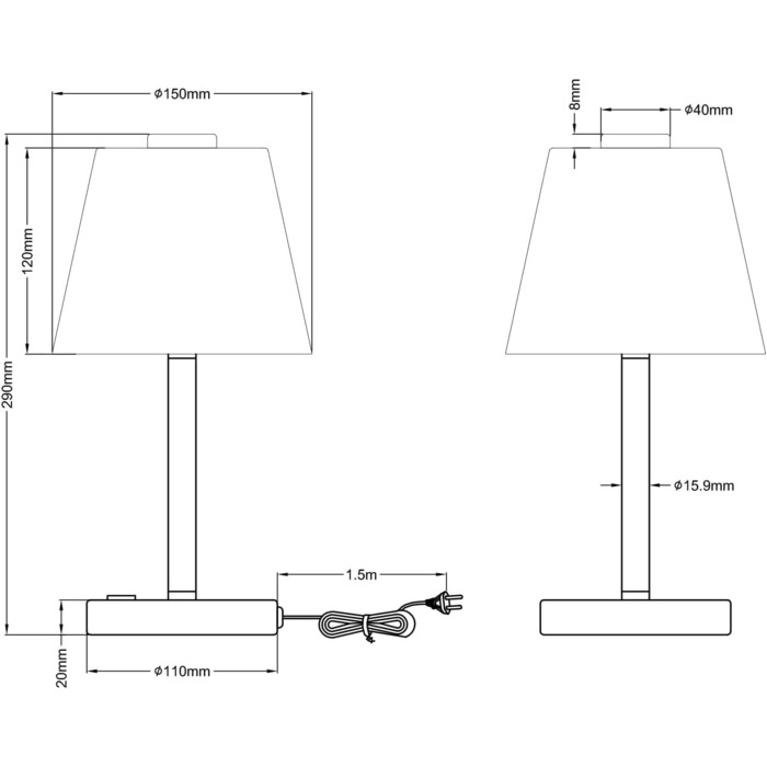 Настільна лампа Trio Leuchten Emerald 4 Вт, хром, інтегрований LED, 15x15x29 см