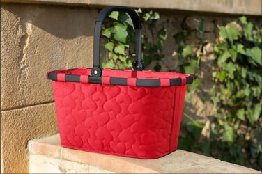 Кошик для покупок reisenthel carrybag Frame Hearts Red – міцний, місткий, з водовідштовхувальним покриттям, зручна ручка, внутрішня кишеня, червоний з принтом сердець