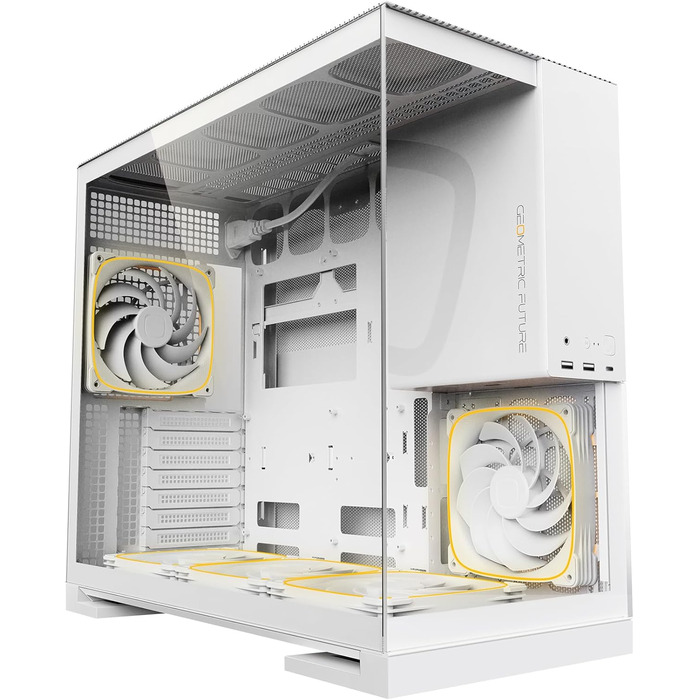 Ігровий корпус Geometric Future M5, білий, середній Tower, скло, E-ATX/ATX, ARGB вентилятори, USB Type-C, підтримка радіатора 420/360 мм