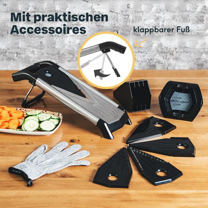 Mandoline для нарізки овочів Silberthal V-подібна з насадками - гостра клинка, компактне зберігання
