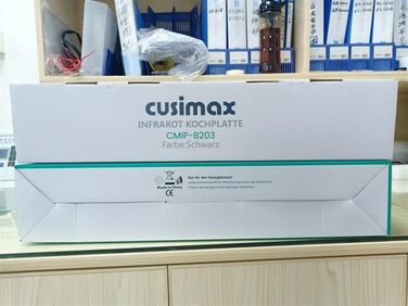Електрична інфрачервона подвійна плита CUSIMAX 900Вт+1200Вт з терморегулятором, склокераміка, ручки для перенесення, 15см+18см, підходить для всіх типів посуду, чорна, 54x20x10см