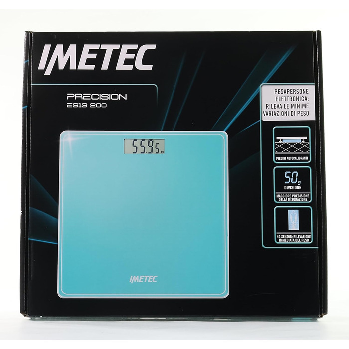 Електронна вага Imetec Precision ES13 200, до 180 кг, LCD-дисплей, загартоване скло, батарейки в комплекті