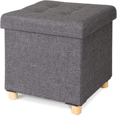 Складаний пуф Dibea 38x38x38 см, сіра оттоманка з місцем для зберігання