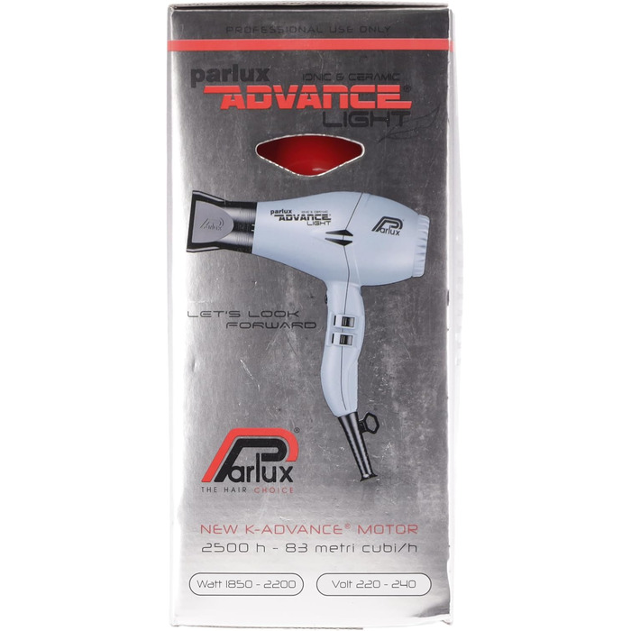 Фен Parlux Advance Light Ionic & Ceramic 2200 Вт, легкий, компактний, професійний, для всіх типів волосся, червоний, без насадки Softstyler