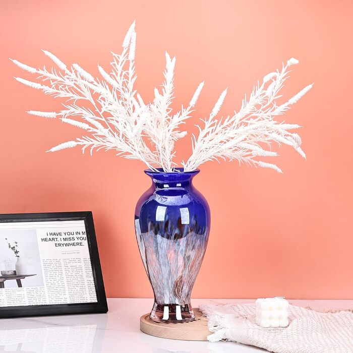 Ваза для квітів Murano Glas Mevsvase, блакитна, 30 см - декор на стіл, весілля, інтер'єр
