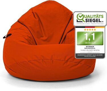 Мішок для сидіння Sitzsack Tropfenform (Крапля) – Неоново-помаранчевий, XL (77 см) | Для дітей та дорослих | EPS-наповнювач | Для дому та вулиці | Геймерський пуф-мішок