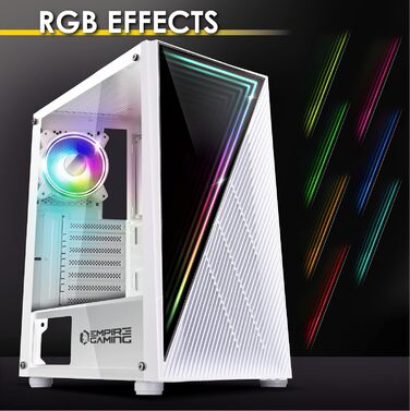 Ігровий корпус для ПК Empire Gaming Crystal, ARGB, середній Tower, ATX/Micro ATX/ITX, 3D-дзеркальний ефект, адресований RGB-вентилятор 120 мм, білий