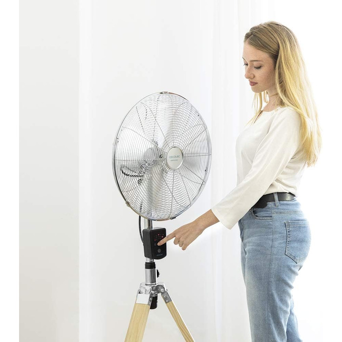 Вентилятор підлоговий Cecotec EnergySilence 80W, 30 см, дерев'яний штатив, регульована висота до 90 см, 3 швидкості (1600 Woody Smart)