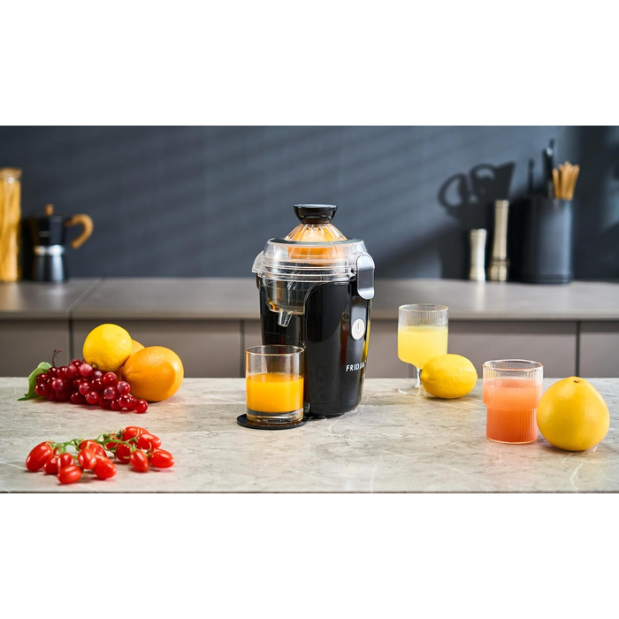 Citrus-прес електричний Fridja F800 Premium для апельсинів та лимонів, нержавіюча сталь, 400 мл, 50 Вт, чорний