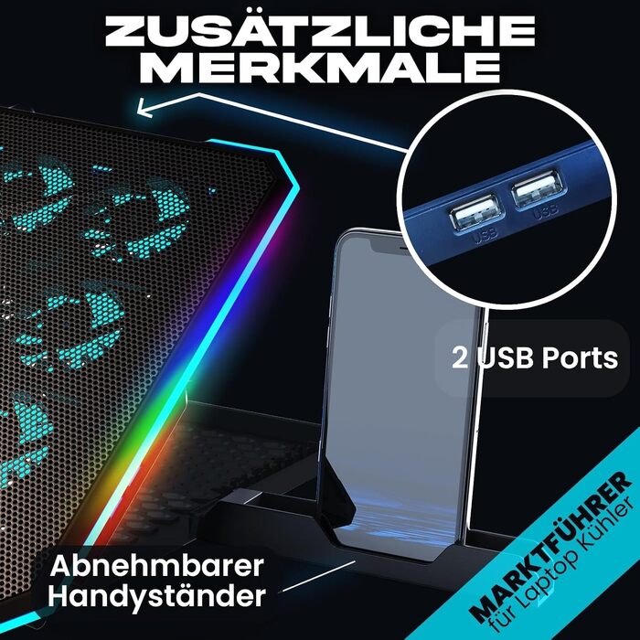 Ігровий охолоджувач для ноутбука V14 з RGB-підсвіткою та USB-портом
