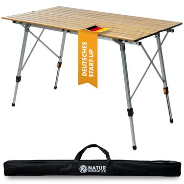 Складаний кемпінговий стіл NATURBUMMLER Solid Litec+ XL: ультралегкий, регульований за висотою, алюмінієвий, з сумкою для перенесення, для кемпінгу та риболовлі