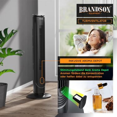 Вентилятор вежний Brandson з пультом, аромадифузором, нічним режимом, таймером, 5 швидкостей, LED дисплей