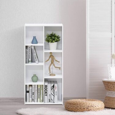 Стелаж Furinno Luder, 7 секцій, двосторонній, білий, відкритий
