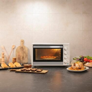 Конвекційна піч Cecotec 46 літрів Bake&Toast 4600 White Gyro. 2000 Вт, внутрішнє освітлення, 12 функцій, температура до 230°C, подвійне скло, з обертовим шампуром, білий