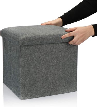 Складаний пуф com-four® з місцем для зберігання, 40 л, сірий