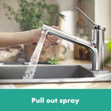 Змішувач кухонний Hansgrohe Zesis M33 з витяжним душем, 2 режими, висота виливу 150 мм, поворотний на 150°, хром