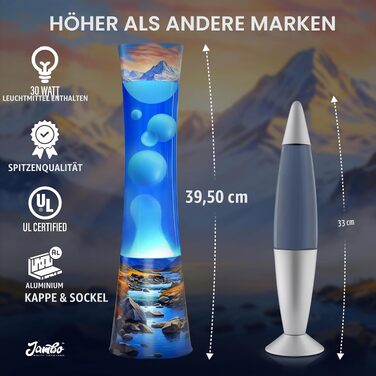 Декоративна лавова лампа Jambo Amber Crystal Liquid Motion Lamp з ефектом руху рідини (фіолетова рідина, жовтий віск), модель River Oasis, 39 см