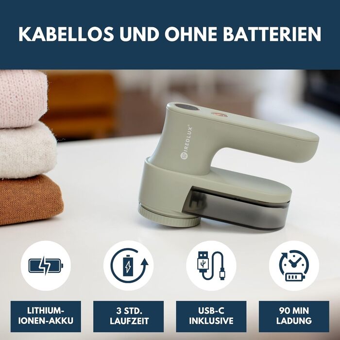 Машинка для видалення ковтунців електрична Sage з USB зарядкою: видаляє катишки з одягу, 3 швидкості, LED дисплей