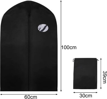 Преміум чохли для одягу Jopassy 100x60 см, 3 шт., дихаючий мішок для костюмів і суконь з товстого флісу, з PE-плівкою, у комплекті мішок для взуття, для подорожей