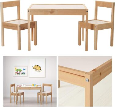 Дитячий стіл з 2 стільцями Ikea Latt, білий/сосна, компактний набір для кімнати