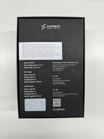 Професійна машинка для стрижки SUPRENT PRO для чоловіків, безщітковий мотор з високим крутним моментом, керамічне лезо з DLC-покриттям, акумуляторна, LED-дисплей, чорна