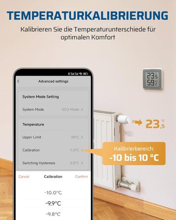 Розумний термостат для радіатора DEWENWILS WiFi, програмований, з керуванням через додаток, сумісний з Alexa та Google Assistant, енергозберігаючий, 1 шт.