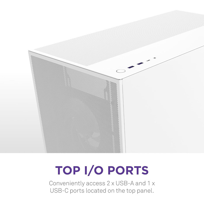 Корпус NZXT H7 Flow RGB білого кольору, Mid-Tower ATX з ефективною вентиляцією, комплектується RGB-вентиляторами, підтримка підлогових вентиляторів для прямого охолодження GPU, сумісний з 360 мм вентиляторами у єдиній рамі