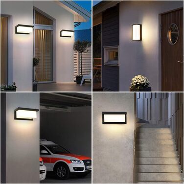 Стіна LED-світильник BENMA 18W, водонепроникний IP65, тепле біле світло 3000K, прямокутний алюминієвий світильник для вулиці, саду, ванної кімнати та гаража, 260x125x125мм
