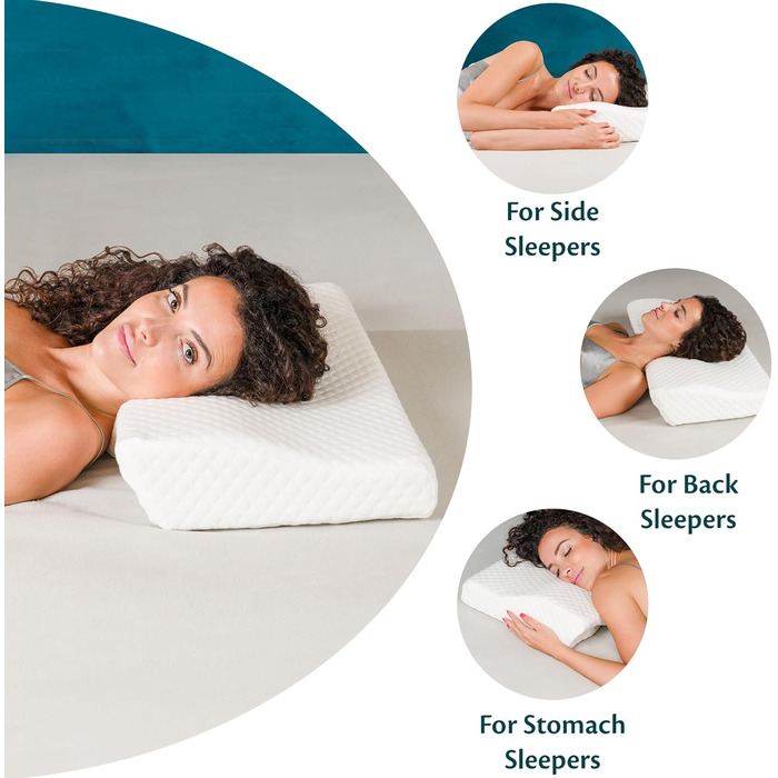 Ортопедична подушка для сну з піни Memory Foam з регульованою висотою, підтримка шиї, антихрап, знімний поліестеровий чохол