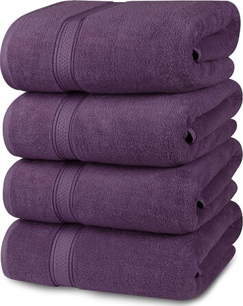 Набір рушників Utopia Towels 4 шт, 100% бавовна, 69x137 см, преміум, дуже вбираючі, м'які банні рушники, колір сливовий