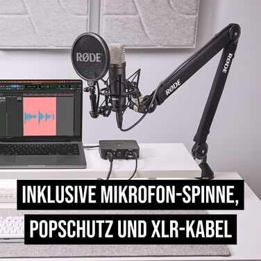 RØDE NT1 Signature Series студійний конденсаторний мікрофон з великою діафрагмою, антивібраційним кріпленням, поп-фільтром та XLR-кабелем для музики, вокалу, стрімінгу і подкастів