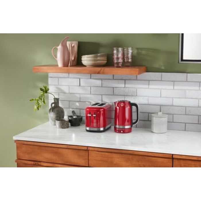 Тостер KitchenAid для 2 скибок - ретро дизайн, нержавіюча сталь, червоний Empire. 7 функцій