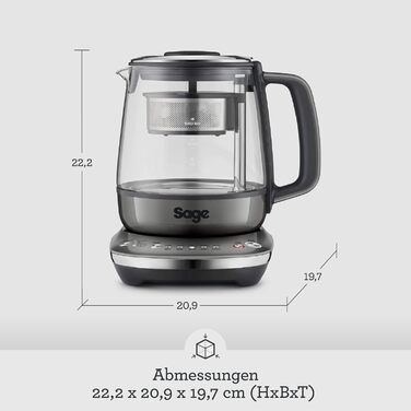 Чайник Sage The Tea Maker Compact, 1 л, скло, копчений гікорі