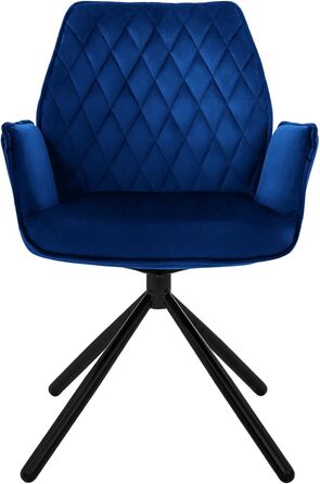 Крісла для їдальні ML-Design, комплект з 4 шт., темно-синій, з м'якою оббивкою з велюру, поворотні, з металевими ніжками, ергономічні