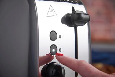 Тостер Russell Hobbs Colours Plus Edelstahl на 2 тости, сірий. З широкими слотами, підставкою для булочок, 6 режимів підсмажування, розморожуванням, функцією Lift & Look, 1600 Вт
