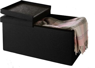 Складана банкетка Zedelmaier зі сховищем, м'який пуф-скриня 76x38x38 см, чорний, навантаження до 300 кг, знімна кришка